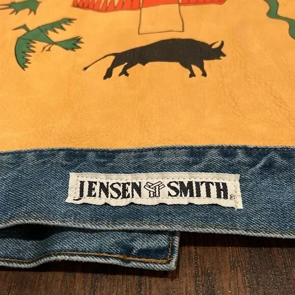 Vintage Jensen Smith Cowboy Code Leather & Denim Jacket Size L EUC for age rare